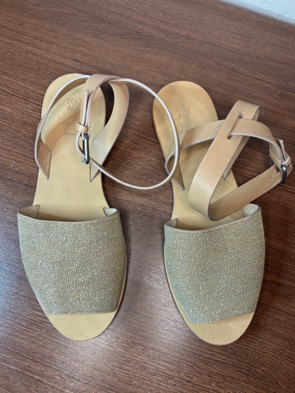 Brunello Cucinelli Monelli Beige Sandals Made in Italy